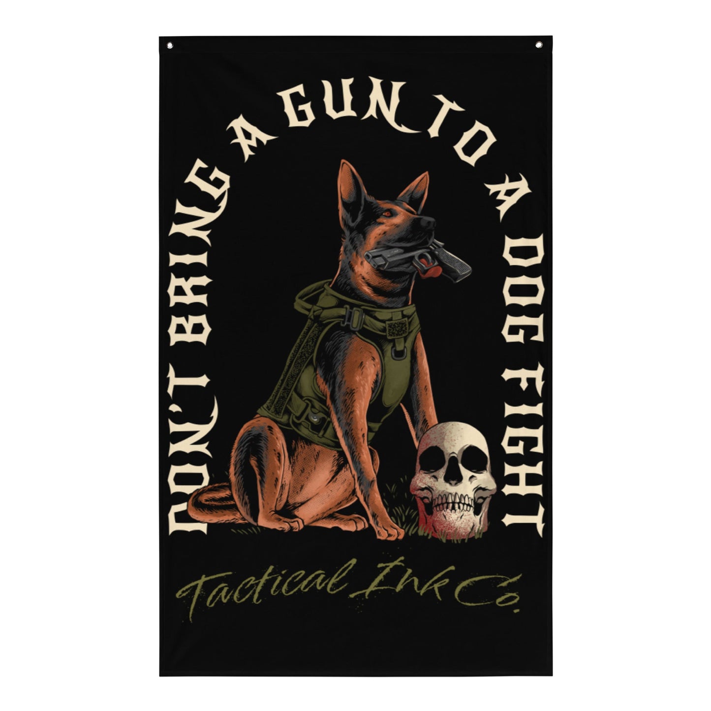 K-9 German Shepherd Lover "Gun To A Dog Fight" Wall Tapestry & Flag - Tactical Ink USA