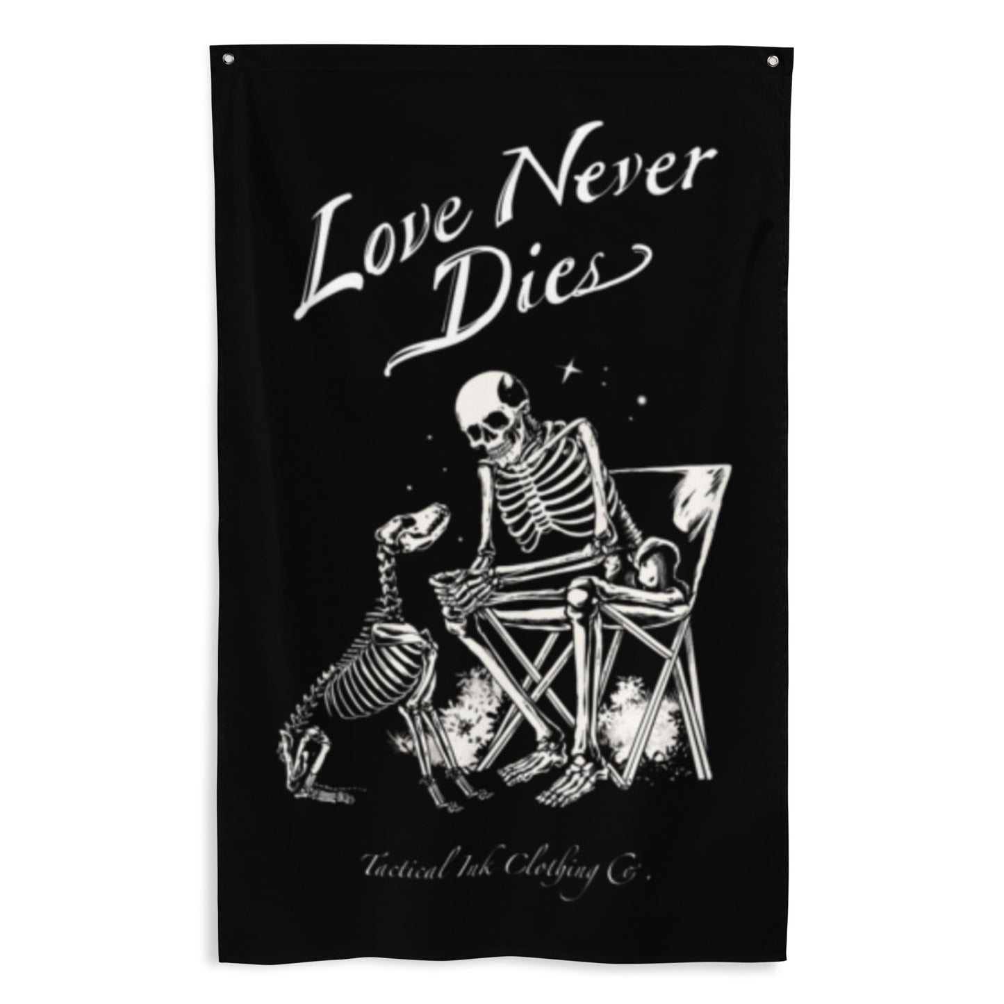 Love Never Dies Flag: Halloween Tapestry for Dog Lovers -FLAGS Tactical Ink USA