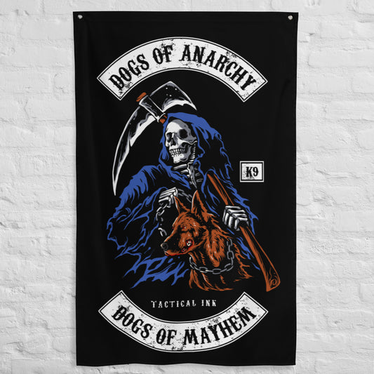 "Dogs of Anarchy" Grim Reaper K-9 Lover Tapestry Wall Flag