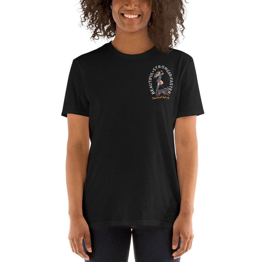 Patriotic Women & Dog Lovers "Beautiful, Stronger, Faster" T-Shirt